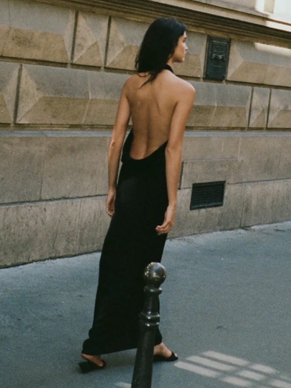 NWT Zara Backless long halter dress black 6929/283